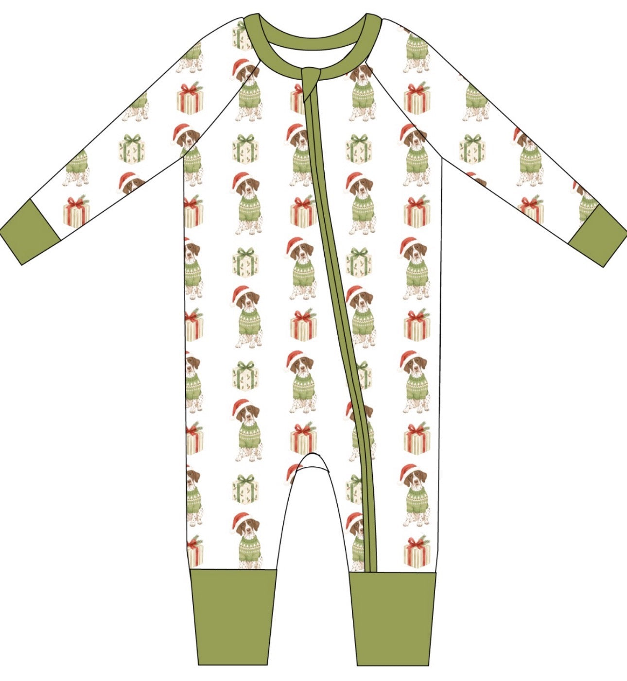 Green Christmas Pointer Zip Jam