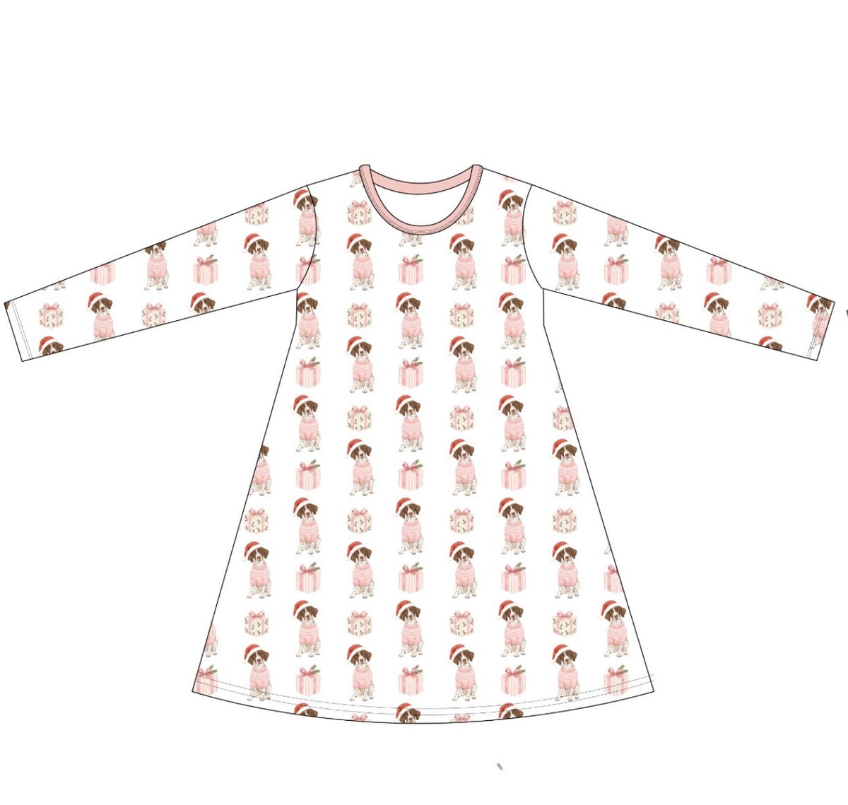 Pink Christmas Pointer Nightgown