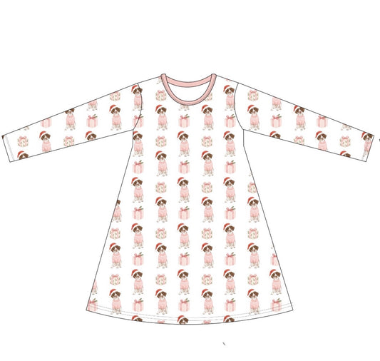Pink Christmas Pointer Nightgown