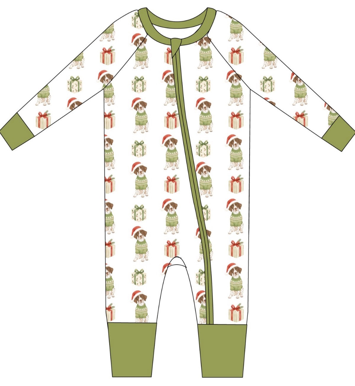 Green Christmas Pointer Zip Jam