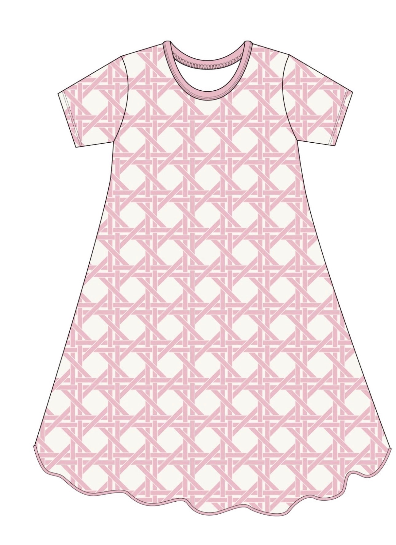 Pink Trellis Scalloped Day/Night Gown