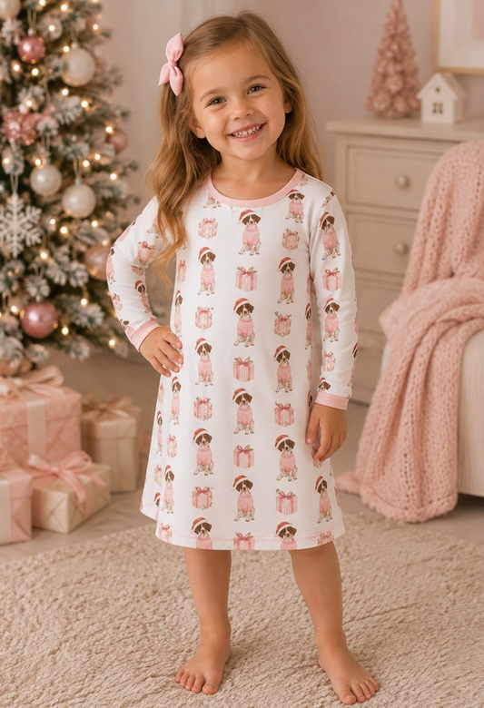 Pink Christmas Pointer Nightgown
